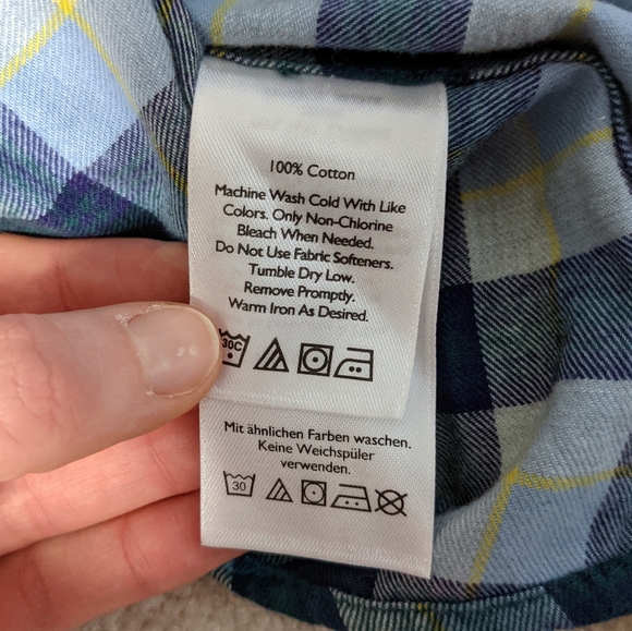 (Bundle 2 for $15) EUC Eddie Bauer Blue Plaid Flannel Shirt - Picture 5 of 5